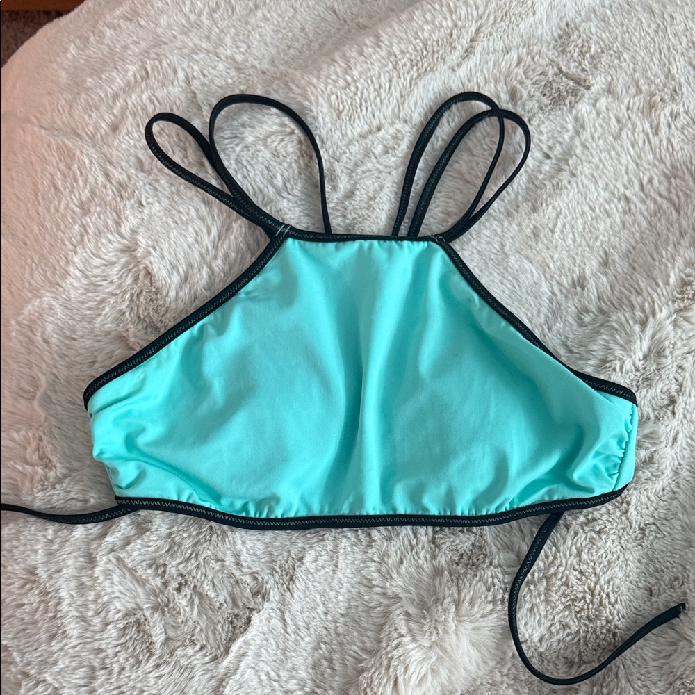 Victoria's Secret Mint Bikini Top with Black Trim